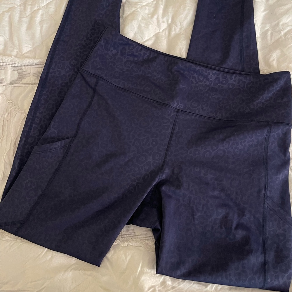 Love Her Navy Blue Leopard Embossed leggings